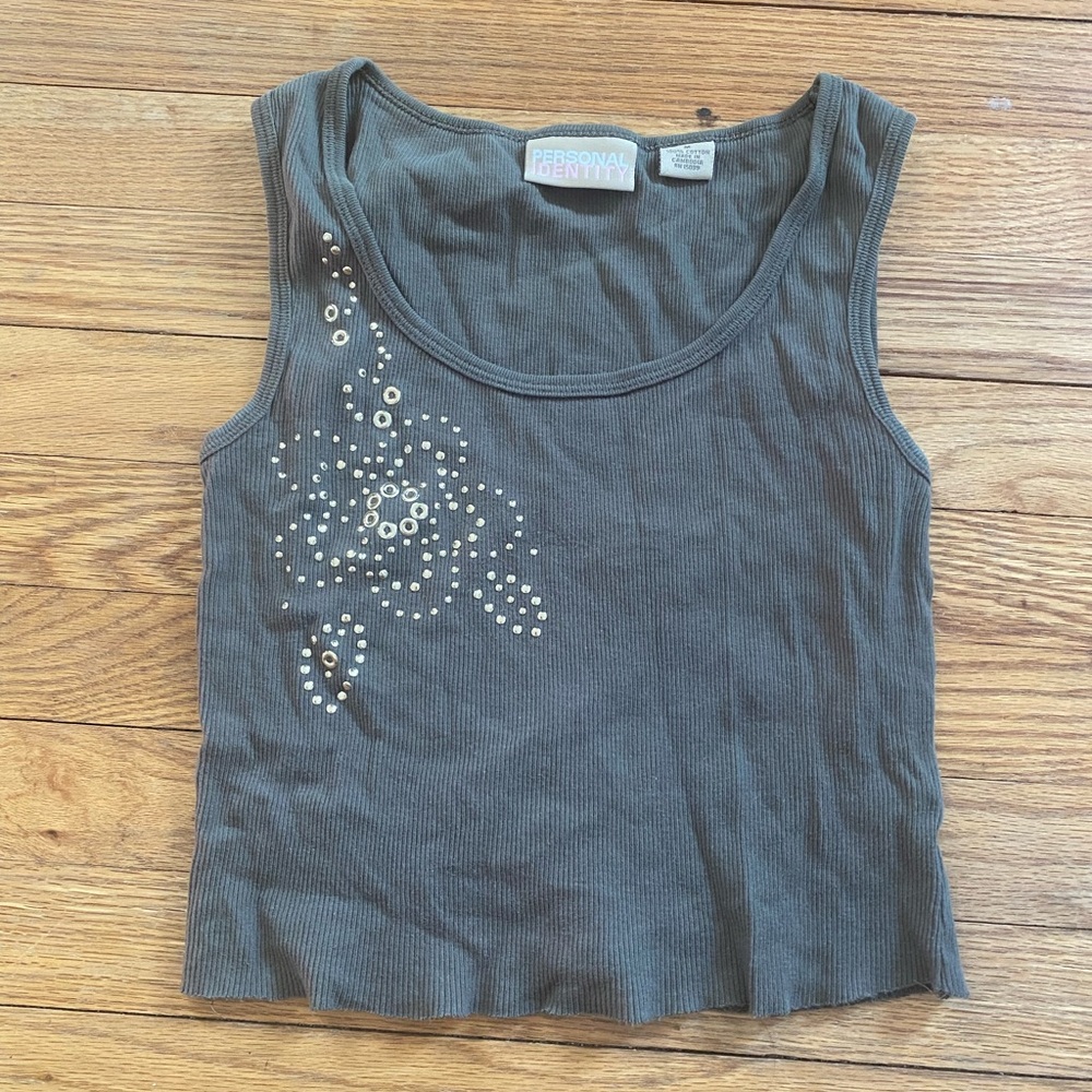 green flower tank top